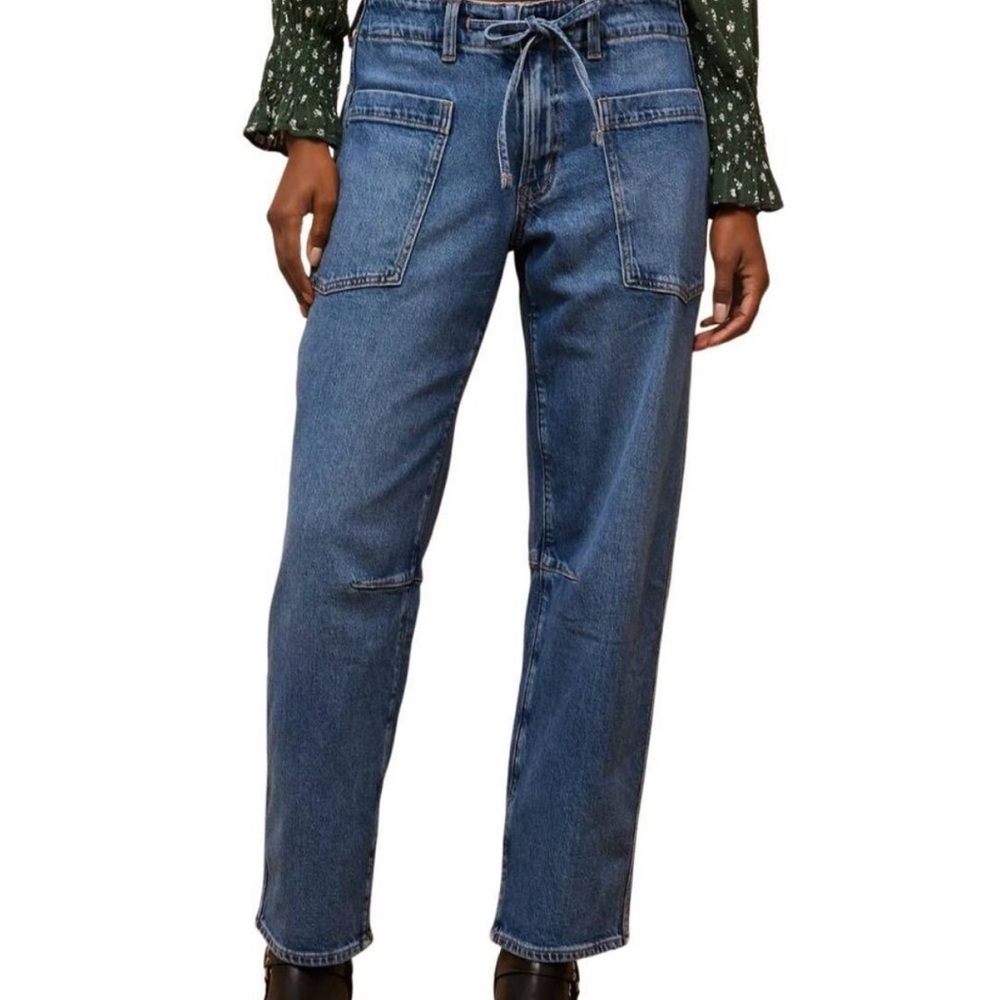 American Eagle Jeans NWT Women's 10 Short Blue Stretch Barrel Tencel Drawstring